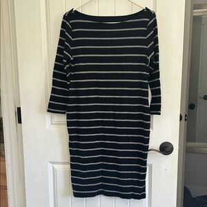 GAP Black & Gray Striped Midi Boatneck Maternity